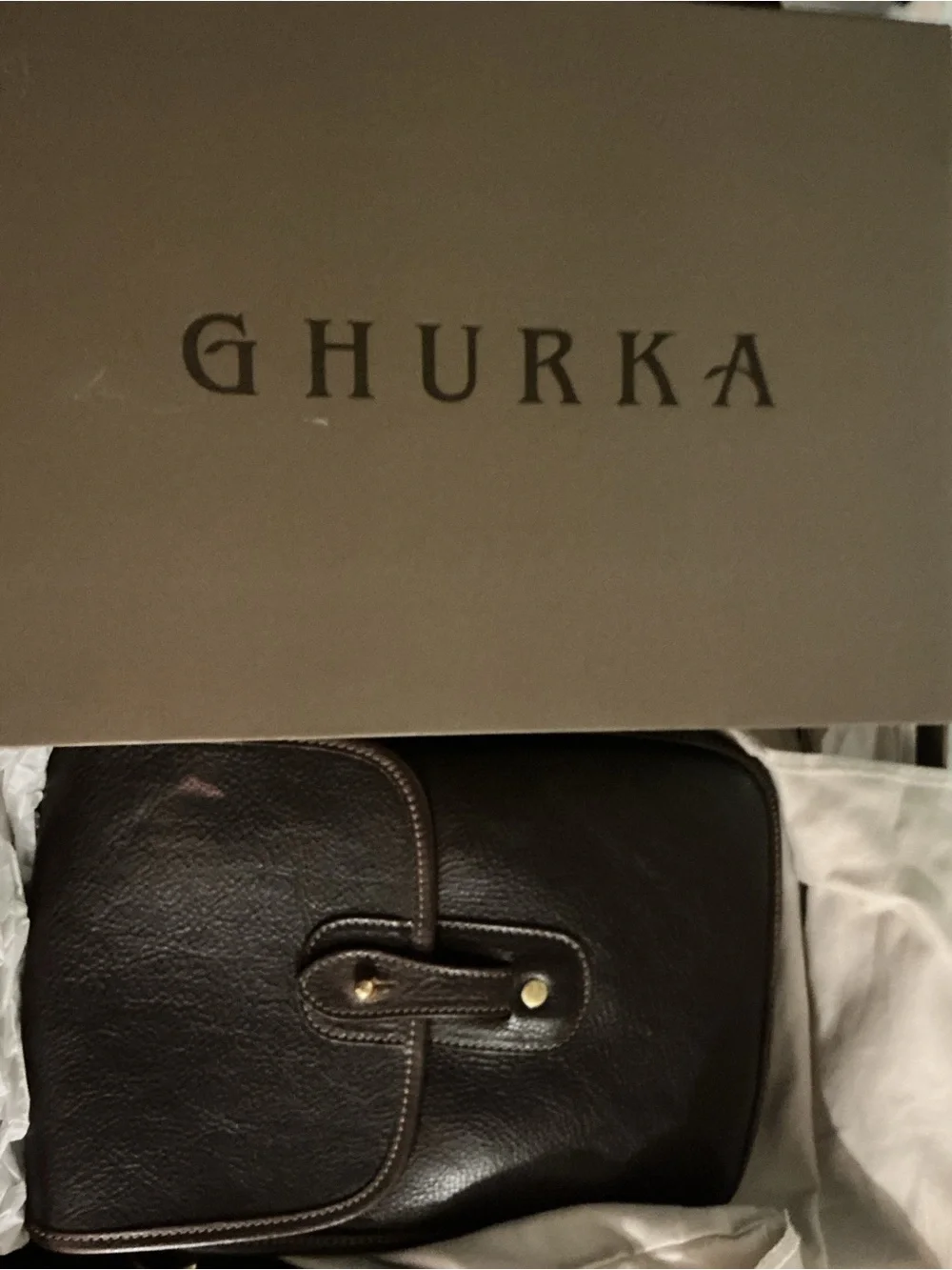 Ghurka Dark Brown Pebbled Leather  Bag
